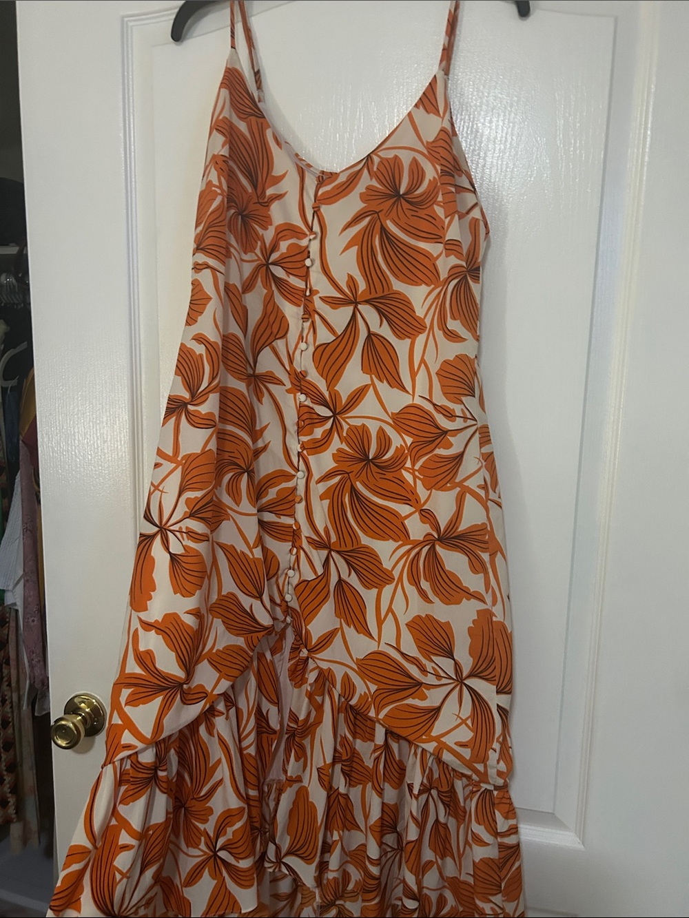 Lush Orange Floral Spaghetti-Strap Cami